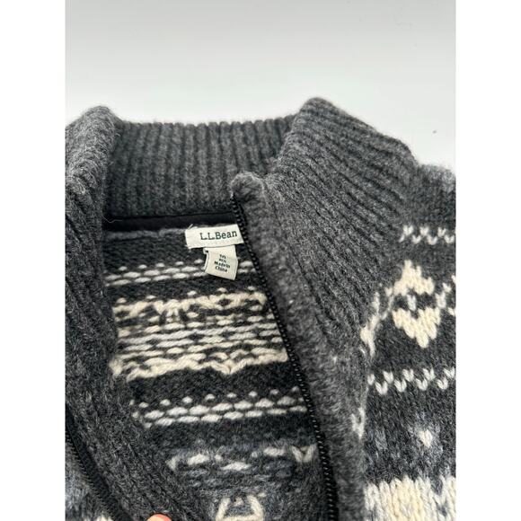 VTG L.L. Bean wool fair aisle Sz M zip sweater POCKETS warm Cardigan thick EUC - Picture 5 of 9